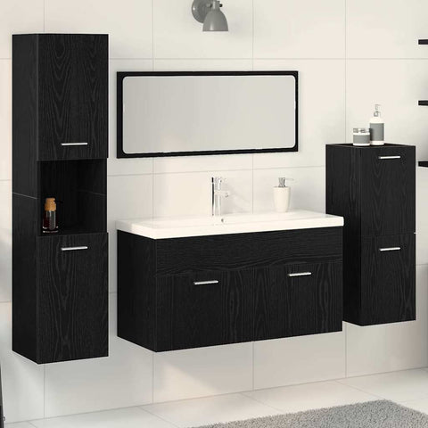 vidaXL Bathroom Furniture Set 4 pcs Black Oak 80 x 38.5 x 45 cm