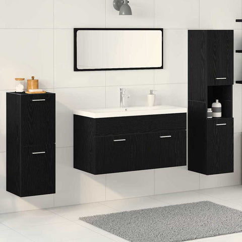 vidaXL Bathroom Furniture Set 5 pcs Black Oak 30 x 30 x 130 cm