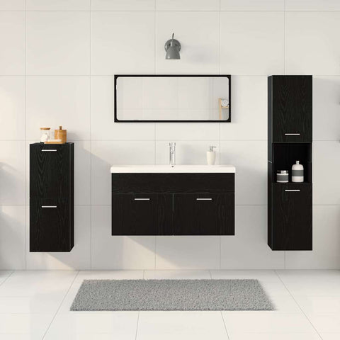 vidaXL Bathroom Furniture Set 5 pcs Black Oak 30 x 30 x 130 cm