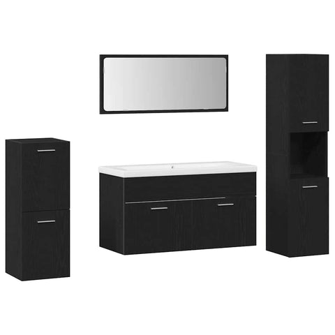 vidaXL Bathroom Furniture Set 5 pcs Black Oak 30 x 30 x 130 cm