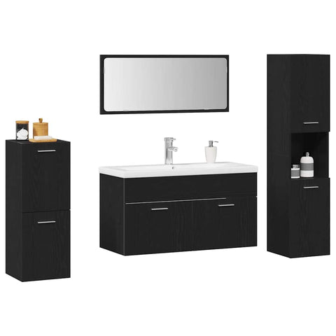 vidaXL Bathroom Furniture Set 5 pcs Black Oak 30 x 30 x 130 cm