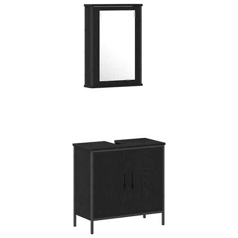 vidaXL 4 Piece Bathroom Furniture Set Black Oak Engineered Wood
