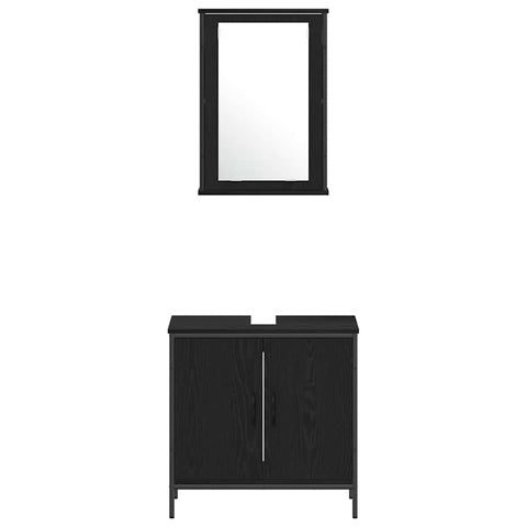 vidaXL 4 Piece Bathroom Furniture Set Black Oak Engineered Wood