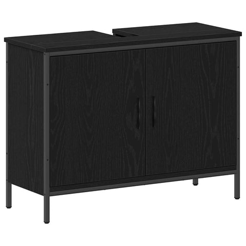 vidaXL 4 Piece Bathroom Furniture Set Black Oak Engineered Wood