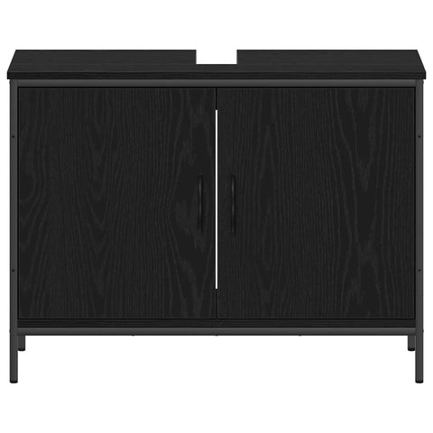 vidaXL 4 Piece Bathroom Furniture Set Black Oak Engineered Wood