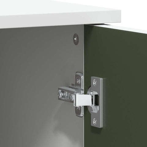 vidaXL with Shelf with Storage with Door White Engineered wood