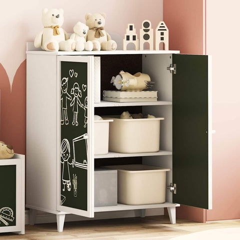 vidaXL with Shelf with Storage with Door White Engineered wood