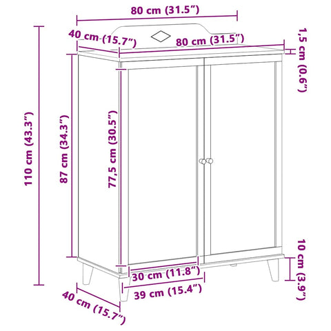 vidaXL with Shelf with Storage with Door White Engineered wood