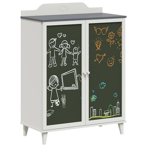 vidaXL Chalkboard Cabinet with Shelf Grey and white Engineered wood