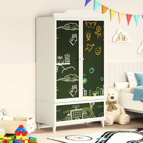 vidaXL Chalkboard Wardrobe with Drawer with Door White Engineered wood