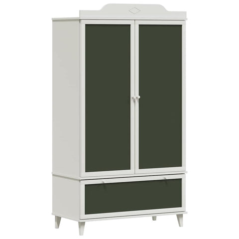 vidaXL Chalkboard Wardrobe with Drawer with Door White Engineered wood