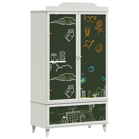 vidaXL Chalkboard Wardrobe with Drawer with Door White Engineered wood