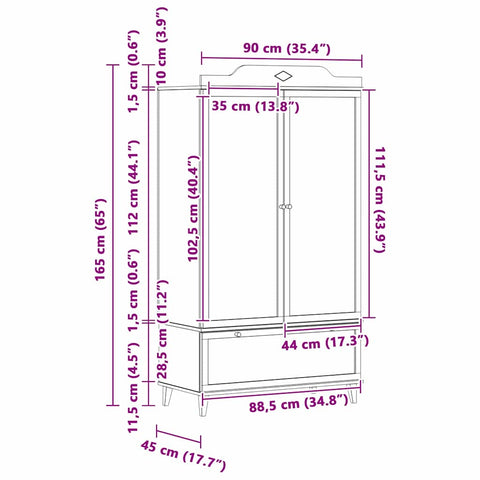 vidaXL Chalkboard Wardrobe with Drawer with Door White Engineered wood