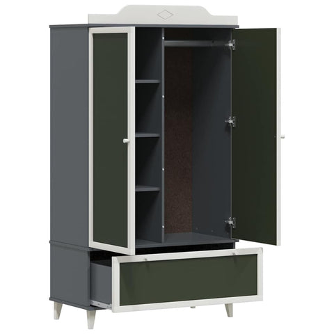 vidaXL Chalkboard Wardrobe with Drawer Grey and white Engineered wood