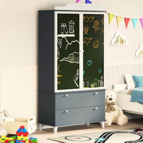 vidaXL with Drawer with Shelf with Door Grey and white Engineered wood