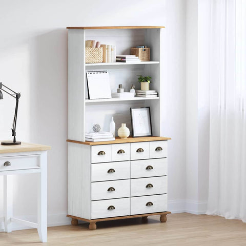 vidaXL Hutch “ASKIM” White 91x40x183 cm Solid Wood Pine
