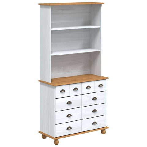 vidaXL Hutch “ASKIM” White 91x40x183 cm Solid Wood Pine
