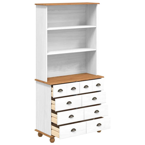 vidaXL Hutch “ASKIM” White 91x40x183 cm Solid Wood Pine
