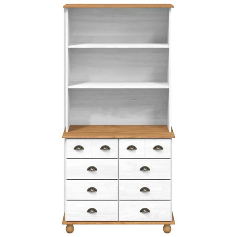 vidaXL Hutch “ASKIM” White 91x40x183 cm Solid Wood Pine