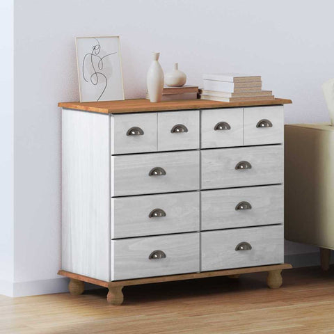 vidaXL Chest of Drawers 'ASKIM'White 91x40x79 cm Solid Wood Pine