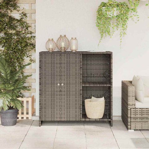 vidaXL Storage Cabinet with Storage Grey 100 x 36 x 102 cm Rattan
