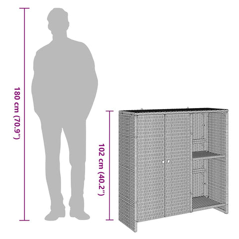 vidaXL Storage Cabinet with Storage Grey 100 x 36 x 102 cm Rattan