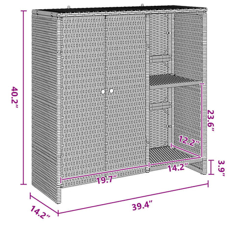 vidaXL Storage Cabinet with Storage Grey 100 x 36 x 102 cm Rattan