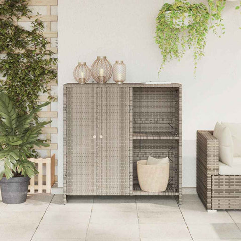 vidaXL Storage Cabinet with Door Light Grey 100 x 36 x 102 cm Rattan