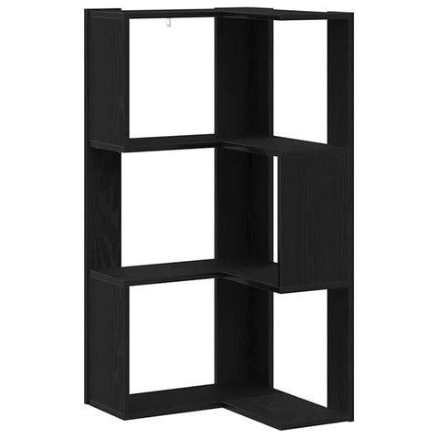vidaXL Corner Bookcase 3-Tier Black Oak 50x50x102 cm Engineered Wood