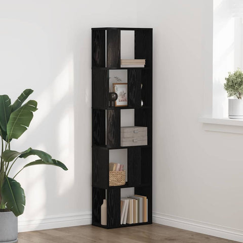 vidaXL Bookcase 5-Tier Black Oak 45x23,5x162,5 cm Engineered Wood