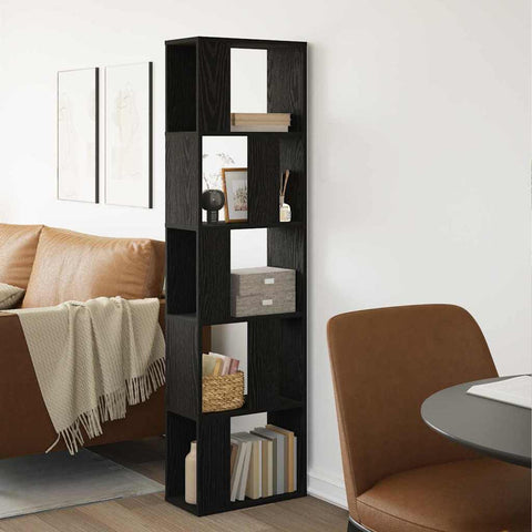 vidaXL Bookcase 5-Tier Black Oak 45x23,5x162,5 cm Engineered Wood