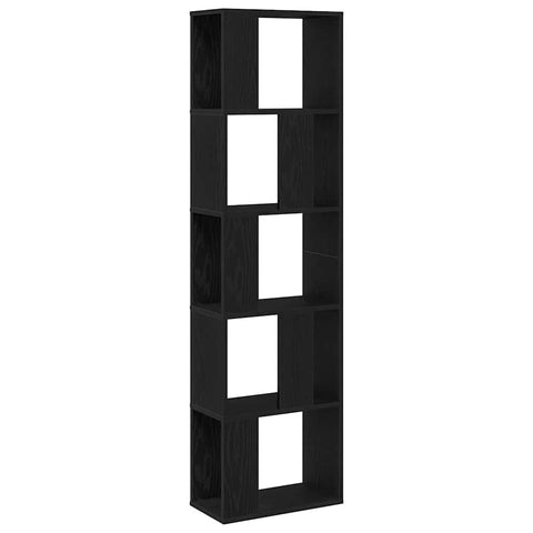 vidaXL Bookcase 5-Tier Black Oak 45x23,5x162,5 cm Engineered Wood