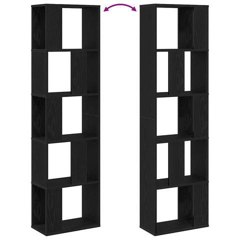 vidaXL Bookcase 5-Tier Black Oak 45x23,5x162,5 cm Engineered Wood