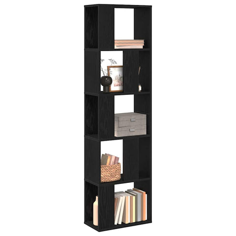vidaXL Bookcase 5-Tier Black Oak 45x23,5x162,5 cm Engineered Wood