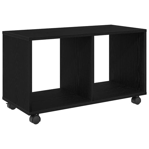 vidaXL End Table with Wheels Black Oak 72x33x42,5 cm Engineered Wood