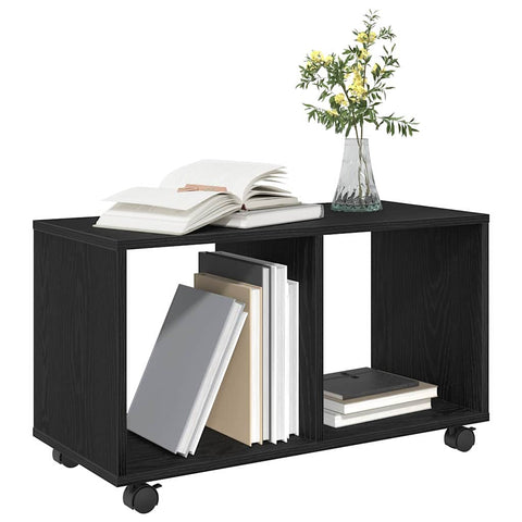 vidaXL End Table with Wheels Black Oak 72x33x42,5 cm Engineered Wood