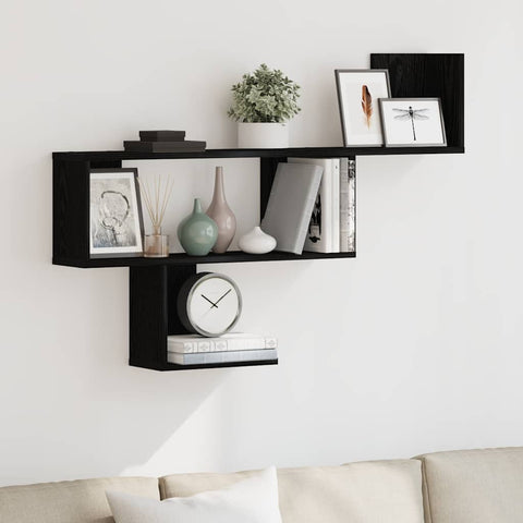 vidaXL Wall Shelf Black Oak 100x15x70 cm Engineered Wood