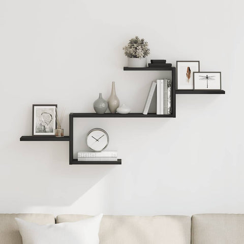 vidaXL Wall Shelf Black Oak 104x15x49 cm Engineered Wood