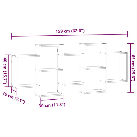 vidaXL Wall Shelf Black Oak 159x18x65 cm Engineered Wood