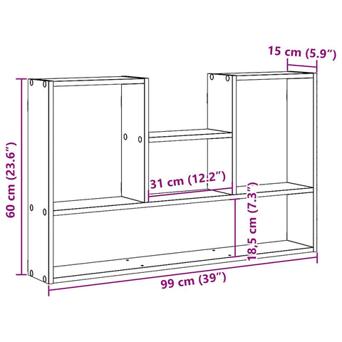 vidaXL Wall Shelf Black Oak 99x15x60 cm Engineered Wood