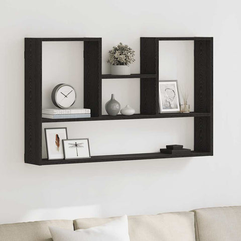 vidaXL Wall Shelf Black Oak 99x15x60 cm Engineered Wood