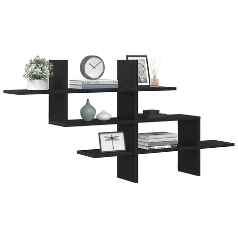 vidaXL Wall Shelf Black Oak 124.5x18x60.5 cm Engineered Wood