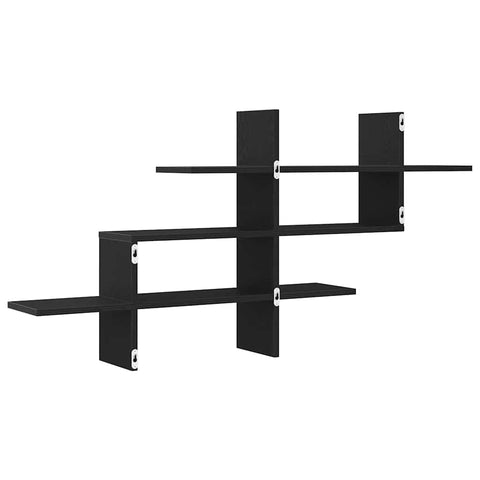 vidaXL Wall Shelf Black Oak 124.5x18x60.5 cm Engineered Wood