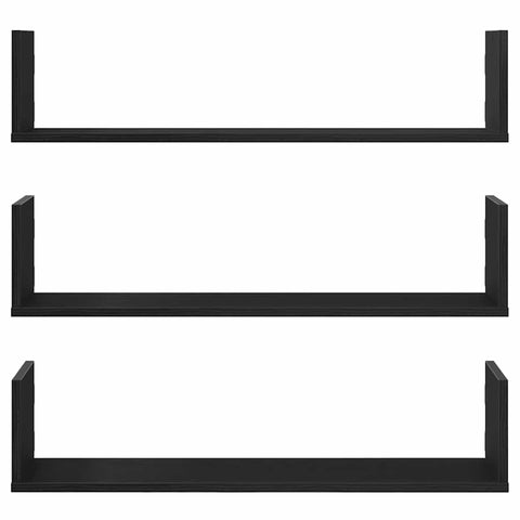 vidaXL Wall Shelves 3 pcs Black Oak 80x18x18 cm Engineered Wood
