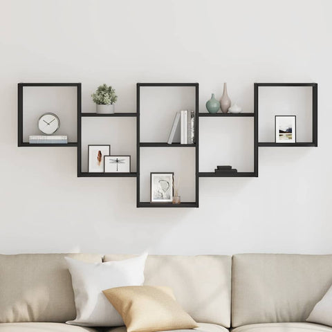 vidaXL Wall Shelf Black Oak 159x18x66 cm Engineered Wood