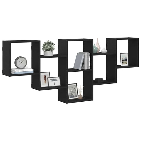 vidaXL Wall Shelf Black Oak 159x18x66 cm Engineered Wood