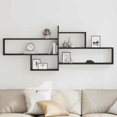 vidaXL Wall Shelf Black Oak 167.5x18x68 cm Engineered Wood