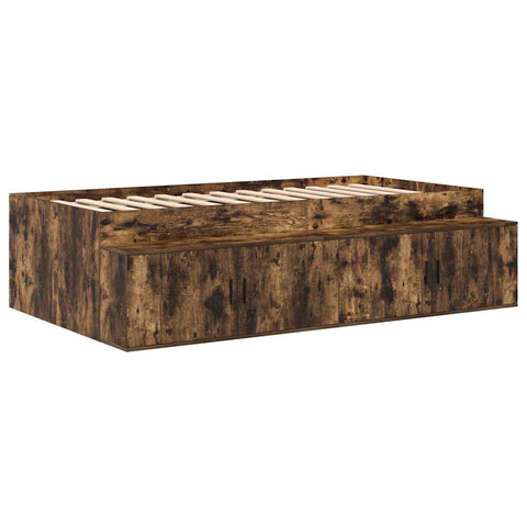 vidaXL Storage Bed Frame Smoked oak 90 x 200 cm Engineered wood