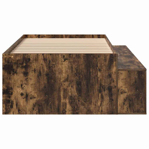 vidaXL Storage Bed Frame Smoked oak 90 x 200 cm Engineered wood