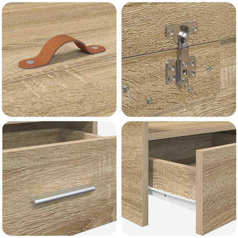 Storage Bed Frame with Drawer Sonoma Oak 90 x 200 cm Engineered wood